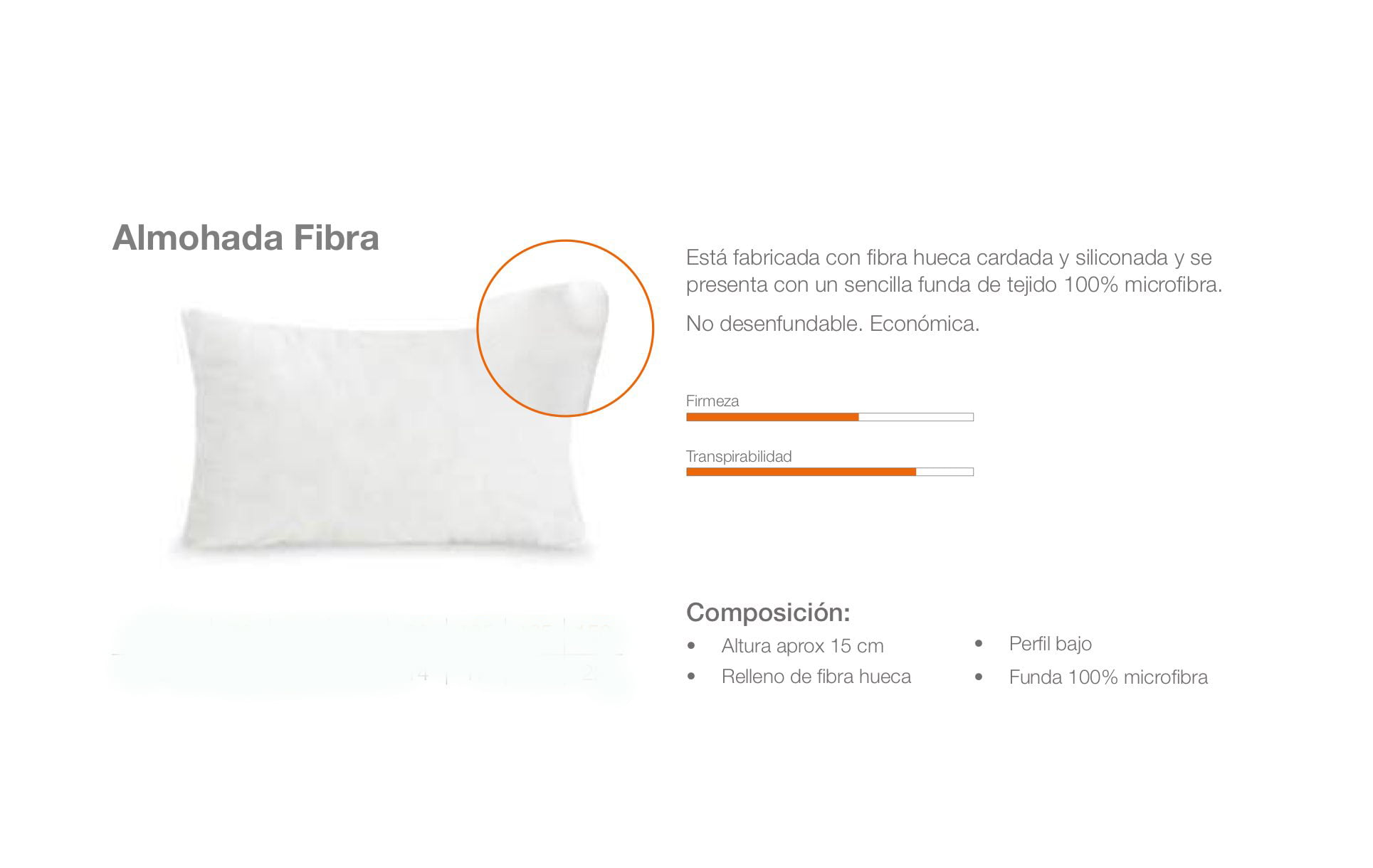 Almohada rellena de fibra hueca - 40 x 150 cm