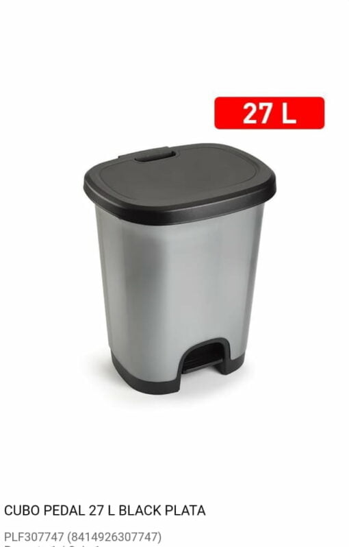 cubo-pedal 27 litros-plata