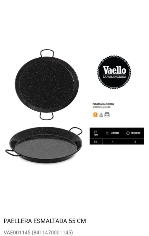 Paellera Acero Esmaltado 55 cm